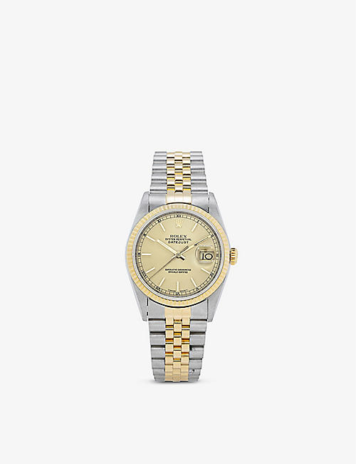 BUCHERER CERTIFIED PRE OWNED: Pre-loved Rolex J35176 Datejust 18ct yellow-gold and stainless-steel automatic watch