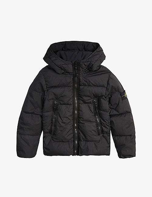 STONE ISLAND: Badge-patch shell-down jacket 8-14 years
