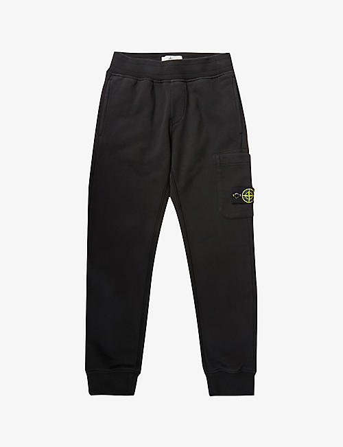 STONE ISLAND: Badge-patch cotton jogging bottoms 4-14 years