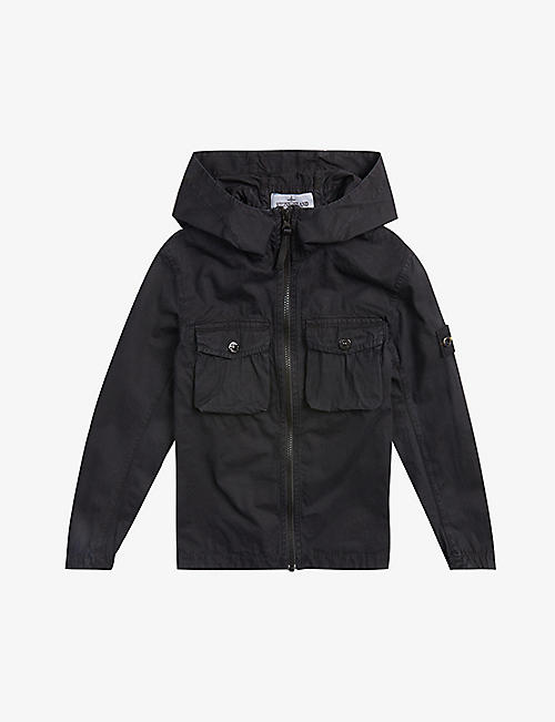 STONE ISLAND: Badge-patch cotton jacket 6-14 years