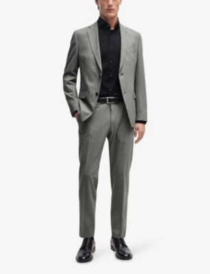 BOSS: Slim-fit spread-collar stretch-cotton blend shirt