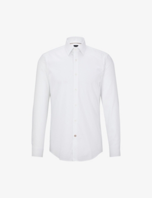 BOSS: Slim-fit long-sleeved cotton-poplin shirt