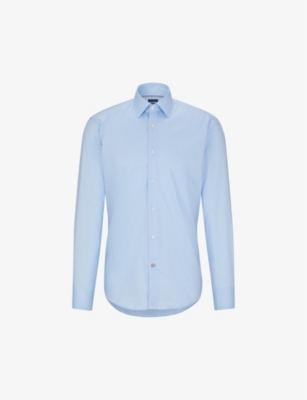 Hugo Boss Slim-fit Shirt In Easy-iron Cotton Poplin In Light/pastel Blue