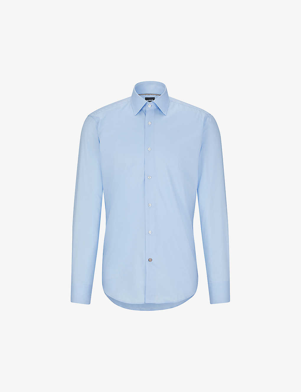 Shop Hugo Boss Regular-fit Long-sleeved Cotton-poplin Shirt In Light/pastel Blue