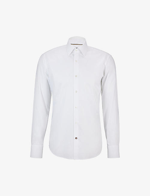 BOSS: Regular-fit long-sleeved cotton-poplin shirt