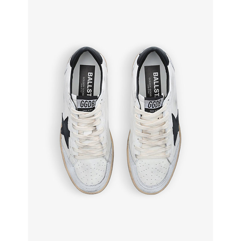 Shop Golden Goose Women's White/blk Ball Star 10283 Leather Low-top Trainers