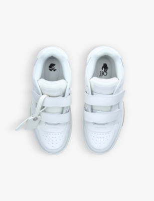 Off-white Out Of Office Logo-embroidered Leather Low-top Trainers 4-8 Years In White