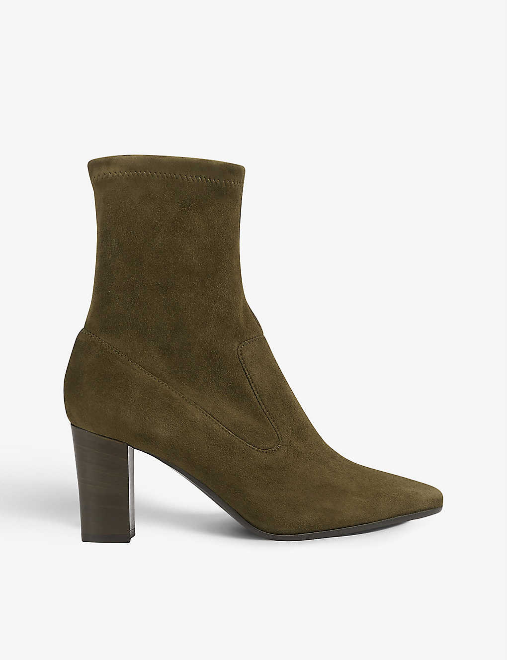 Lk Bennett Alice Stretch-suede Ankle Boots In Gre-olive