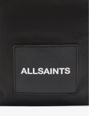Shop Allsaints Falcon Brand-patch Leather Crossbody Bag In Black