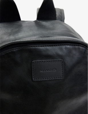 Shop Allsaints Men's Black Carabiner Brand-patch Leather Backpack