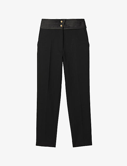 SANDRO: High-rise satin-waist stretch-woven trousers