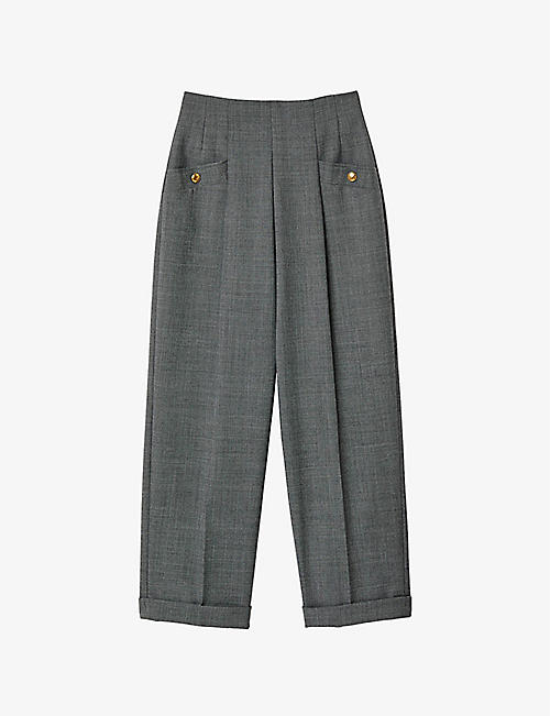 SANDRO: Clive cropped straight-leg woven trousers