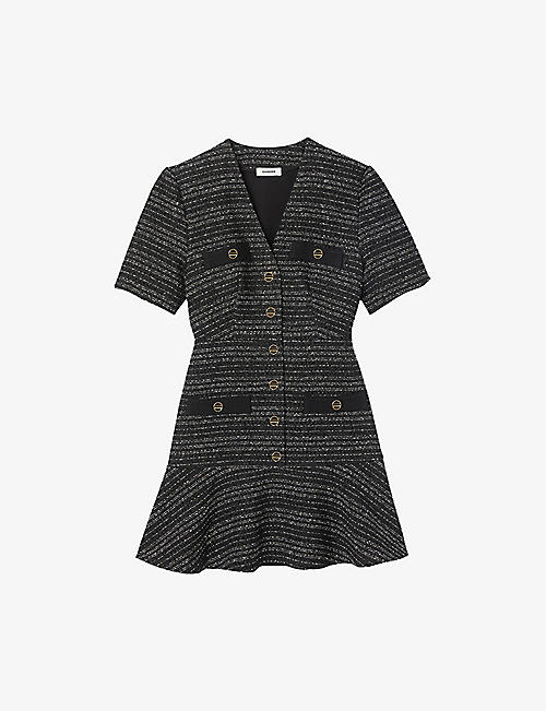 SANDRO: Gwendoline metallic tweed mini dress