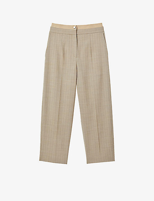 SANDRO: Costa double-waist check woven trousers