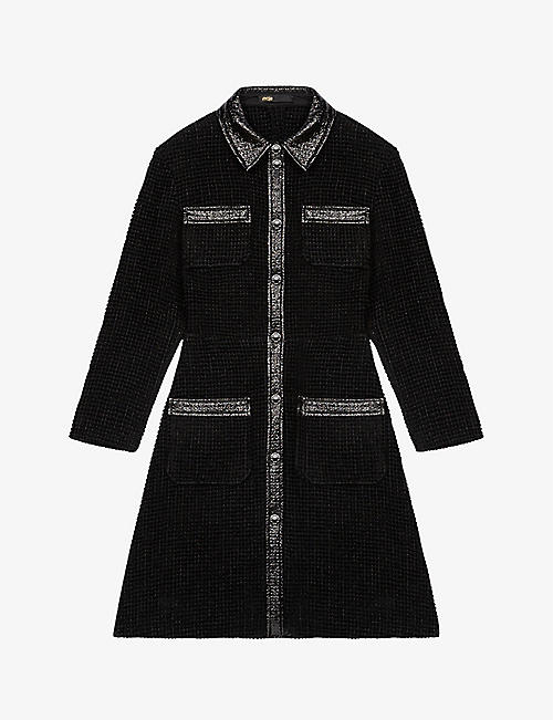 MAJE: Rinili patent-trim tweed dress