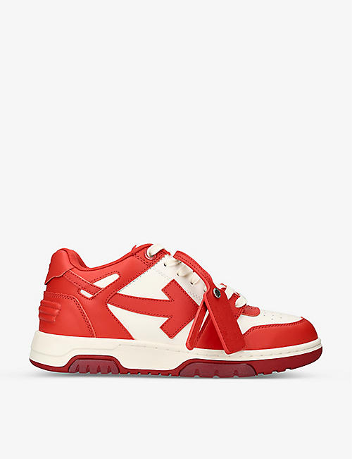 OFF-WHITE C/O VIRGIL ABLOH: Out Of Office logo-embroidered leather low-top trainers
