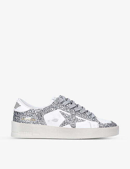 GOLDEN GOOSE: Women’s Stardan 80185 glitter and leather low-top trainers