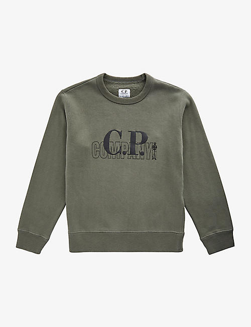 CP COMPANY: Initial logo-print cotton sweatshirt 4-14 years