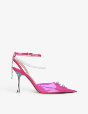 MACH & MACH Mathilda crystal-embellished leather and PVC heeled sandals