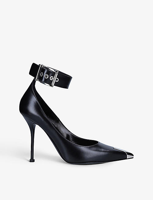 ALEXANDER MCQUEEN: Punk pointed-toe leather courts