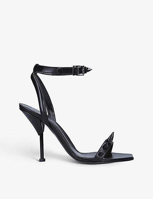 ALEXANDER MCQUEEN: Spike-embellished leather heeled sandals