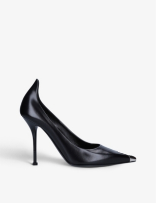 Alexander Mcqueen Pointed-toe Leather Heels In Black
