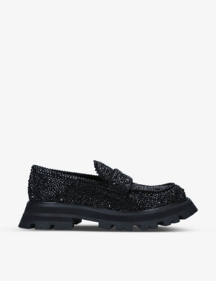 ALEXANDER MCQUEEN: Wander Hybrid crystal-embellished leather loafers