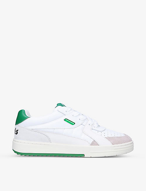 PALM ANGELS: University logo-print low-top leather trainers