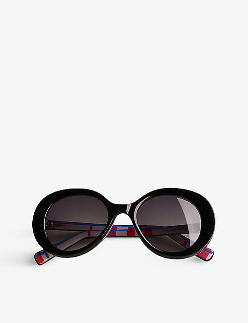 TED BAKER: Sixties round-frame acetate sunglasses