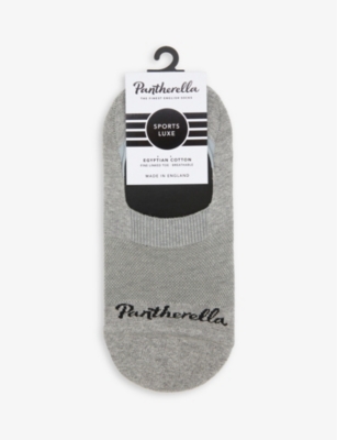 Shop Pantherella Men's Grey Logo Cotton-blend Invisible Socks