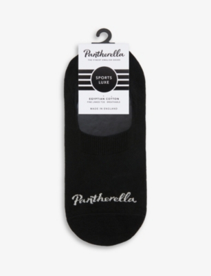 Shop Pantherella Men's Black Logo Cotton-blend Invisible Socks
