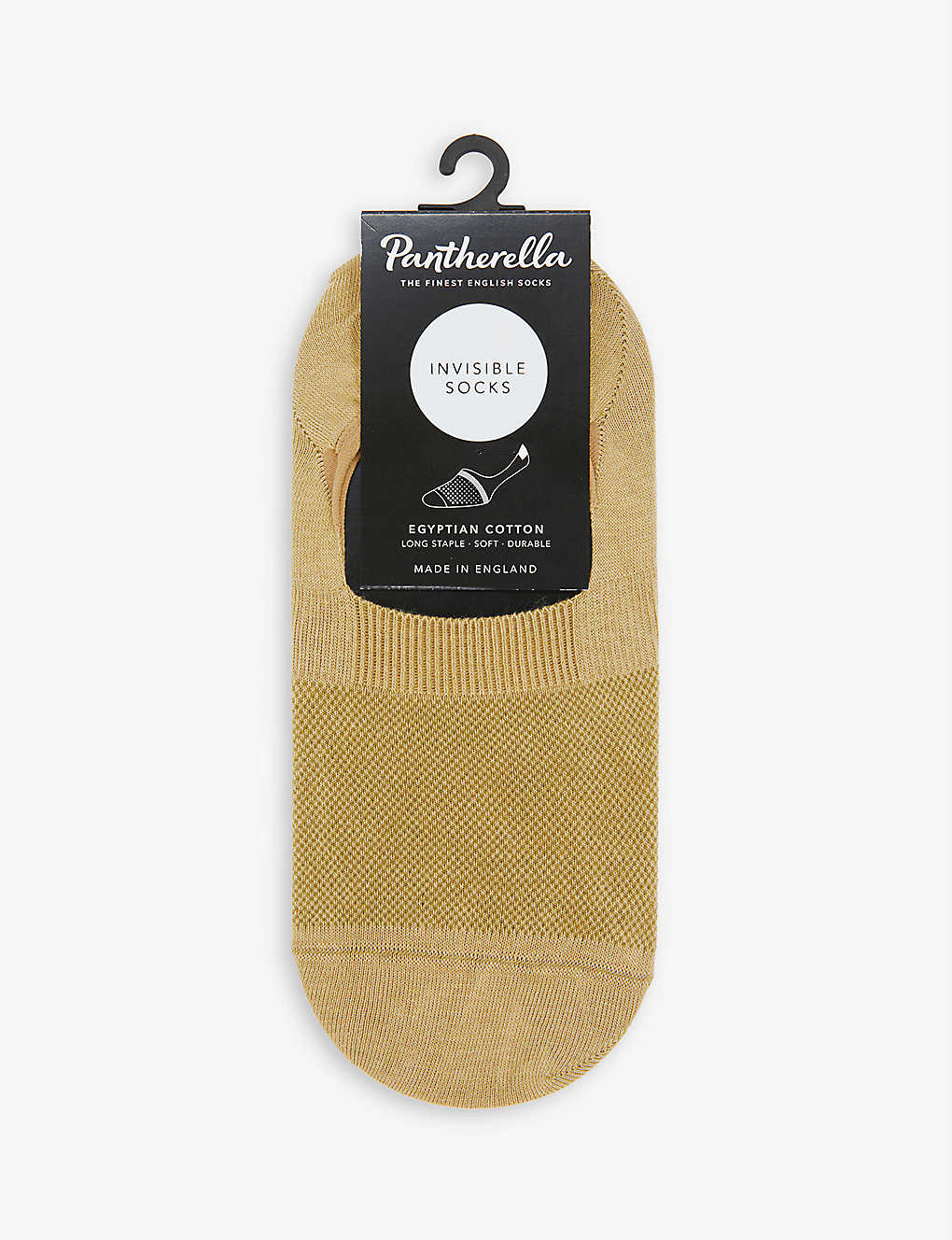 Pantherella Classic Cotton-blend Invisible Socks In Khaki