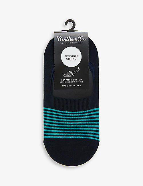 PANTHERELLA: Contrast striped cotton-blend invisible socks