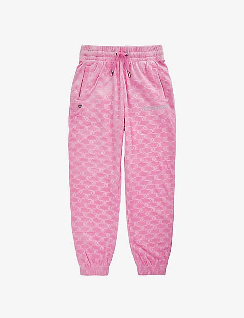 JUICY COUTURE: Monogram-jacquard velour stretch-woven jogging bottoms 3-13 years