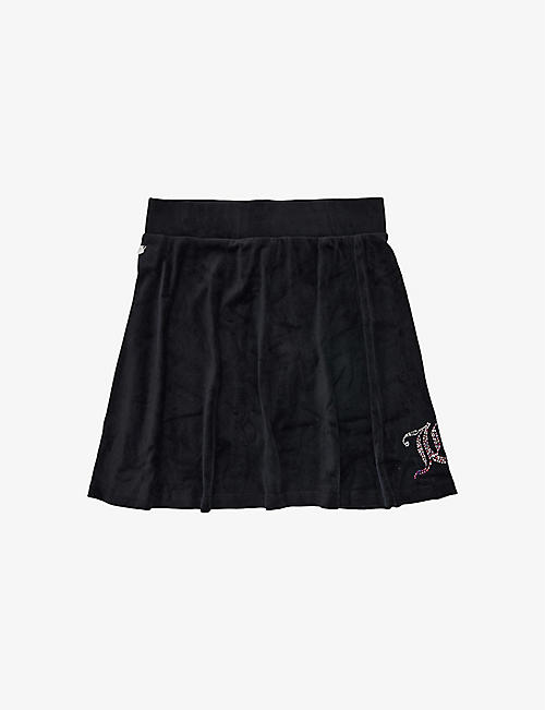 JUICY COUTURE: Diamante-embellished pleated velour skirt 3-16 years