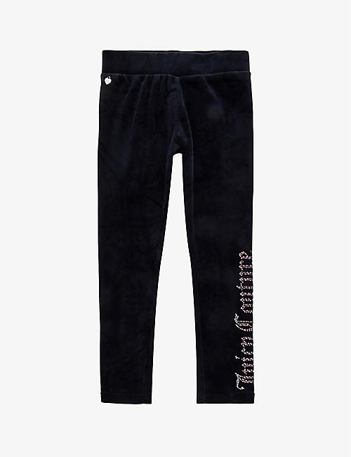 JUICY COUTURE: Diamante-embellished velour leggings 3-16 years