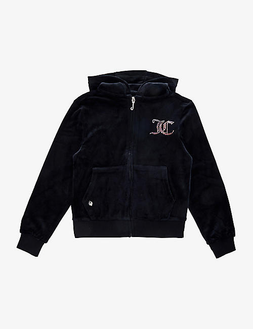 JUICY COUTURE: Diamante-embellished velour hoody 3-16 years