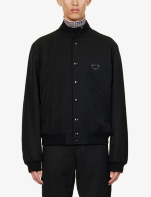 PRADA Logo-plaque padded wool-gabardine bomber jacket