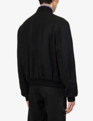 PRADA Logo-plaque padded wool-gabardine bomber jacket