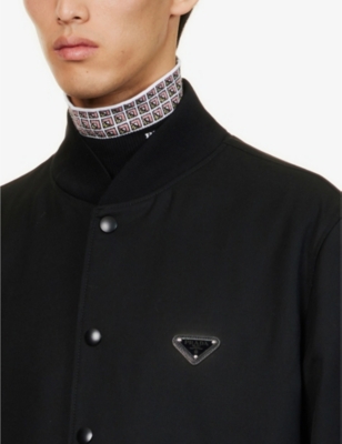 PRADA Logo-plaque padded wool-gabardine bomber jacket