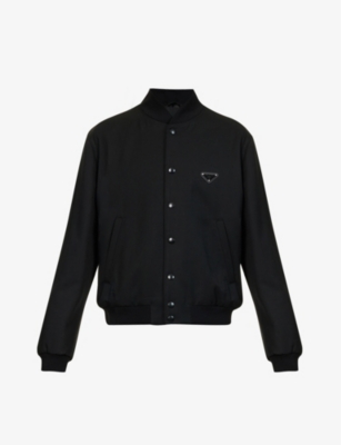 PRADA Logo-plaque padded wool-gabardine bomber jacket