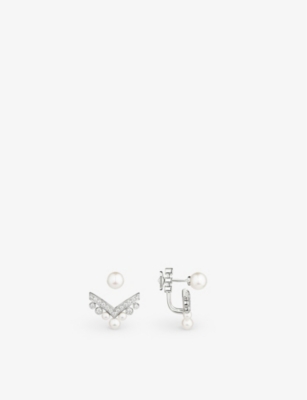 CHAUMET: Joséphine Aigrette 18ct white-gold, 0.20ct brilliant-cut diamond and 2.85ct Akoya pearl single earring