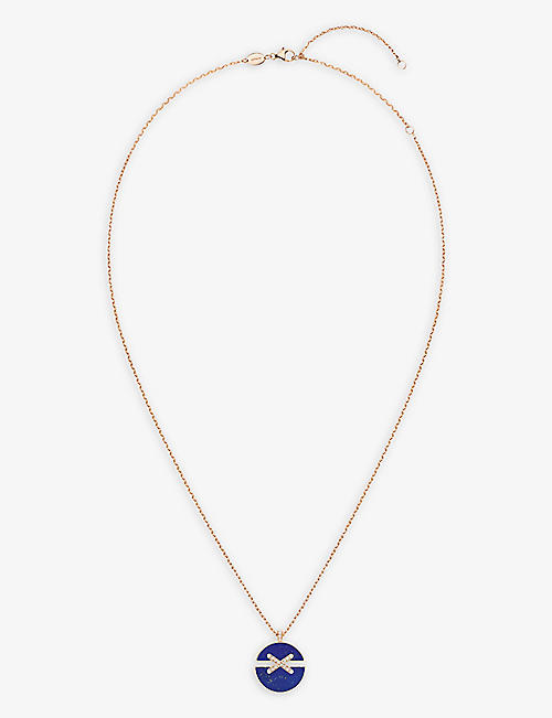 CHAUMET: Jeux de Liens Harmony medium 18ct rose-gold, 0.12ct brilliant-cut diamond and lapis lazuli pendant necklace