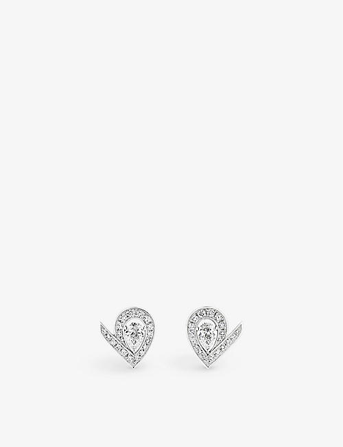 CHAUMET: Joséphine Aigrette 18ct white-gold and 0.85ct brilliant- and pear-cut diamond earrings