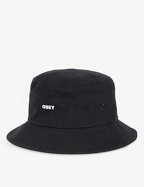 OBEY: Bold brand-embroidered cotton-twill bucket hat
