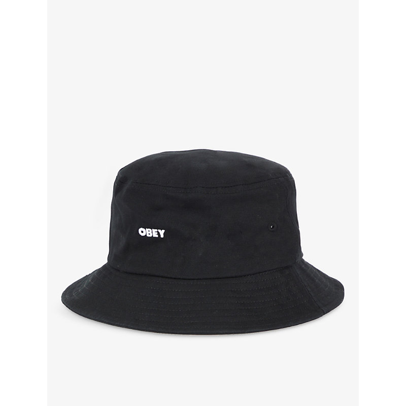 OBEY BOLD BRAND-EMBROIDERED COTTON-TWILL BUCKET HAT