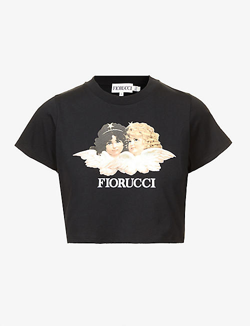 FIORUCCI: Angels cropped cotton-jersey T-shirt