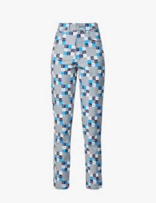 FIORUCCI TARA MONOGRAM-LOGO PRINT STRAIGHT-LEG MID-RISE JEANS