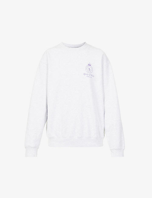 SPORTY & RICH: Crown logo-print cotton-blend sweatshirt
