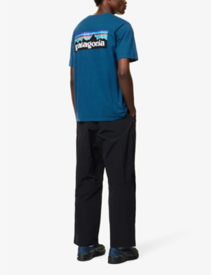 Patagonia Mens Wavy Blue Responsibili-tee Logo-print Recycled-polyester And Recycled-cotton-blend T- In Blue